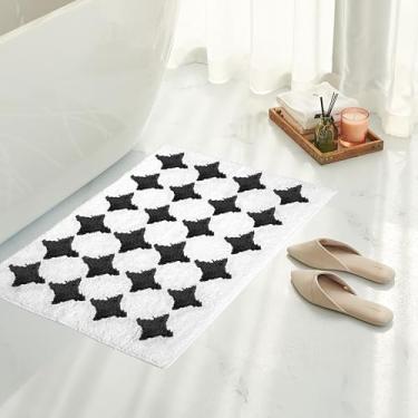 Imagem de Tititex Tapete de banheiro luxuoso com estrelas de losango, 51 x 81 cm, clássico, extra macio e absorvente, tapete de banho felpudo antiderrapante para piso de banheiro
