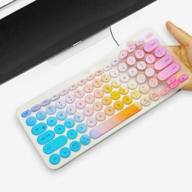 Imagem de YONGMAI Protetor de teclado de silicone ultrafino premium, compatível com teclados sem fio ergonômicos Logitech K380, layout dos EUA, cor deslumbrante
