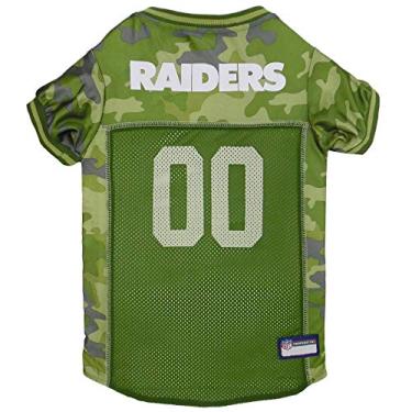 Imagem de Camiseta de camuflagem NFL Raiders para cães, pequena. - CAMO PET Jersey disponível em 5 tamanhos e 32 times da NFL. Camisa para cães de caça