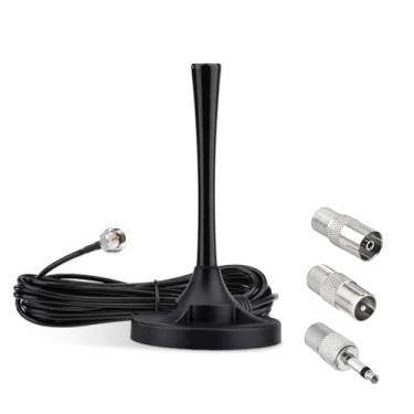 Imagem de Superbat Antena de rádio FM, base magnética forte, antena FM com cabo de extensão de 3 metros para Yamaha Pioneer Onkyo Marantz Sherwood rádio FM interno AV áudio vídeo Bluetooth Home Theater