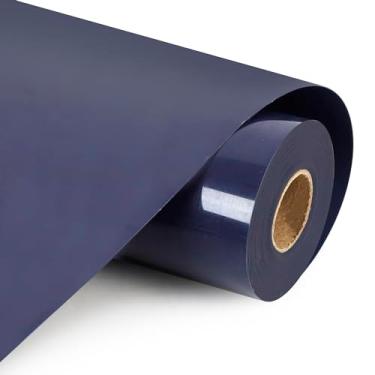 Imagem de HTVVETUR Rolos de vinil HTV Vinil de transferência de calor - 30,5 cm x 2,7 m Vinil HTV marinho para camisas, ferro em vinil para Camafeu - Fácil de cortar e remover ervas daninhas para design de