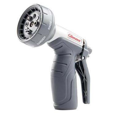 Imagem de Gilmour Bocal de mangueira de jardim leve com 8 padrões de pulverização pré-definidos, bocal de mangueira de água para irrigar jardim ou gramado