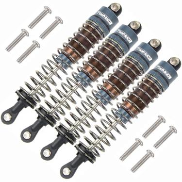 Imagem de TOOMOD Kit de amortecedores com óleo RC 1/10 80 mm para Tamiya TRX4 Axial SCX10 D90 Truck Crawler Car Off-Road Upgrades Peças de substituição (cinza)