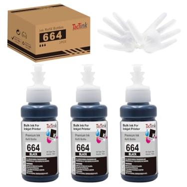 Imagem de TacTink 664 frascos de refil de tinta preta compatíveis com Epson 664 refil de tinta funciona para Epson ET-2550 ET-2650 ET-2500 ET-2600 ET-4500 ET-14000 L100 L110 L120 L200 L210 L300 L300 L110 350 L