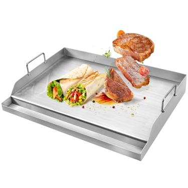 Imagem de GGC Chapa universal para churrasqueiras a gás, chapa superior plana de 25" x 16" para fogão a gás, chapa de aço inoxidável para fogão de acampamento, chapa antiaderente para cozinhar a carvã