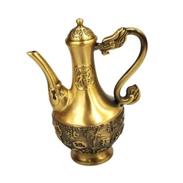 Imagem de ＫＬＫＣＭＳ Jarra de chá de latão para bebidas, jarra de água multifuncional estilo chinês, ornamento para estante, escritório interno, mesa de aquecimento,