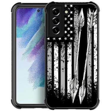 Imagem de Goodsprout Capa compatível com Samsung Galaxy S21 Plus, bandeira americana com arco e flecha, design incrível à prova de choque, antiarranhões, capa traseira rígida de policarbonato para Samsung