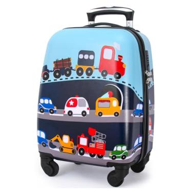 Imagem de Lttxin Mala de transporte infantil com rodas e capa rígida de 45,7 cm para meninos e crianças, vehole, Lightweight 18inch, 1