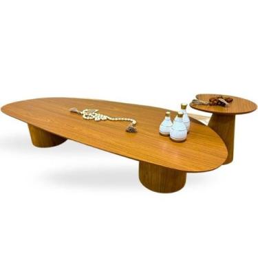 Imagem de Kit Mesa de centro trendy de 160x70cm em freijo + Lateral Organicas 51