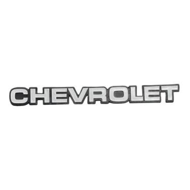 Imagem de Emblema Letreiro Chevrolet Pick-up  83/96 Cinza com Fundo Preto 00124 