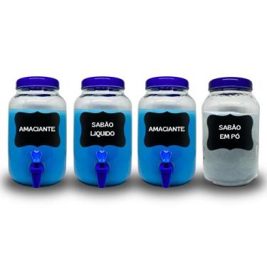 Imagem de 4 Recipientes Para Sabão em pó, Amaciante, Alvejante e sabão liquido -
