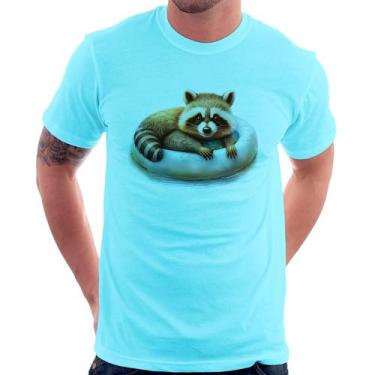 Imagem de Camiseta Panda Vermelho Relaxando Na Piscina - Foca na Moda, Azul clar