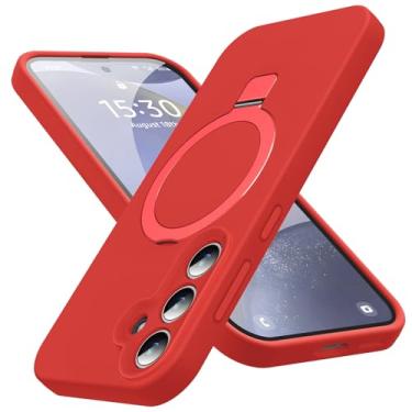 Imagem de KMAMBAG Capa Mag-Ring para Galaxy S11, silicone líquido [fator hidratante] Capa para celular Exreme macia e fina com suporte [compatível com MagSafe] para Samsung Galaxy S11 de 6,2 polegadas masculino