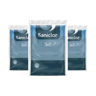 Imagem de Kit 3 Cloro Multi Ação 3 em 1 Granulado 1kg Dicloro Crystal Saniclor