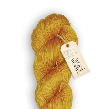 Imagem de Woolweave Fio de peso para dedilhados - fios de meia tingidos à mão, 75% lã de merino extrafina e 25% poliamida, 100 g de novelo, 438 jardas - fio amarelo leve, macio e durável