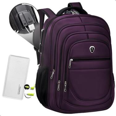 Imagem de Kit Mochila Escolar Faculdade Anti Furto + Carregador Portátil Slim - 