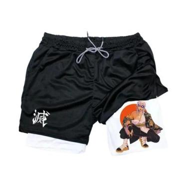 Imagem de Shorts de Fitness Masculino 2 em 1 - Impressão para Treino ao Ar Livre