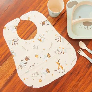 Imagem de  Babador Para Bebê e Infantil Impermeável com Regulagem e Bolso Porta 