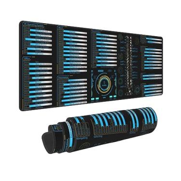 Imagem de Office Excel Adobe teclas de atalho estendidas mouse pad 31,5 x 11,8 polegadas Mousepad estendido grande base de borracha antiderrapante grande tapete de teclado bordas costuradas para jogos escritório