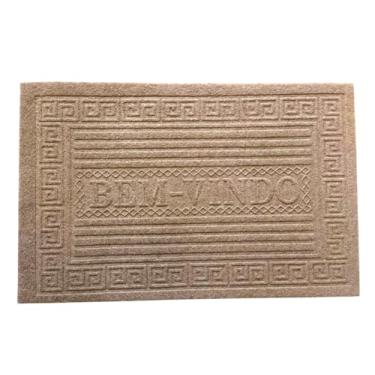 Imagem de TAPETE DE PORTA EMBORRACHADO BEM VINDO BEGE 37 CM X 57 CM