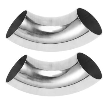 Imagem de Motoforti 2 peças 90 graus mandril curva cotovelo carro modificado tubo de escape tubulação 6.3 cm espessura OD 1,2 mm/18GA 63x195x1,2 mm 304 aço inoxidável tom prata