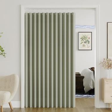 Imagem de Turquoize Cortina magnética 100% blackout para porta sanfonada para porta de armário cortina plissada texturizada de linho cortinas de porta dobrável para armário e divisória de quarto, 1 painel, L