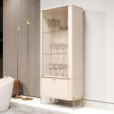 Imagem de Cristaleira 2 Portas Baton Rouge Off White Dourado - CasaH