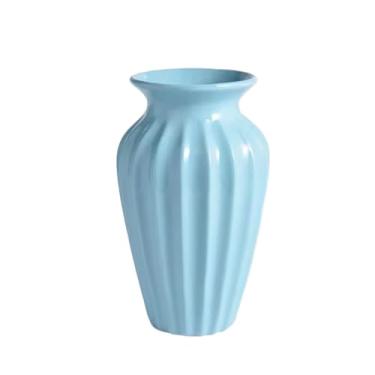 Imagem de Vaso Minimalista europeu luz de luxo nórdico criativo vaso decoração cerâmica sala estar arranjo flor estilo mesa jantar rosa Vaso de flores(Blue,Grande)