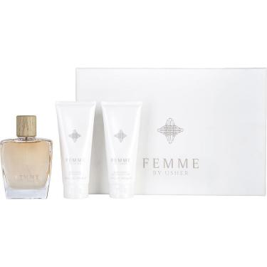 Imagem de Perfume Feminino Usher Femme EDP Spray 100 Ml&Loção Corporal Gel Banho