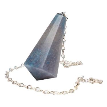 Imagem de Pêndulo Pedra Quartzo Azul Pintado Piramidal Invertido - CristaisdeCur