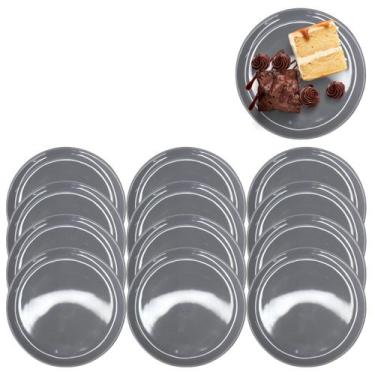 Imagem de 12 Pratos de Sobremesa em Melamina 20cm Cinza Atacado - Fx