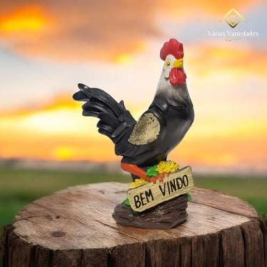 Imagem de Escultura Estátua Decorativa Galo Bem-Vindo Em Gesso Envio Rápido 20 C