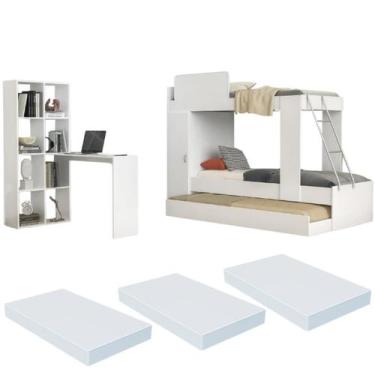 Imagem de Treliche com Colchão Incluso/Escrivaninha Multimóveis MP4365, Branco