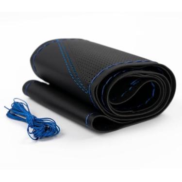 Imagem de AUTOXBERT Capa de volante estilo esportivo costurada à mão microfibra couro carro volante automóvel ponto em envoltório para carros, SUVs, caminhões e automóveis