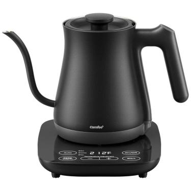 Imagem de Chaleira Elétrica 600mL em Aço Inoxidável com Controle de Temperatura e 3 Predefinições, 1500W 110V, COMFEE, Preta