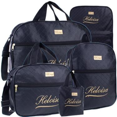 Imagem de Kit Maternidade 5 Peças com Nome Personalizado Versátil Moderno Menino e Menina (Preto Menina)