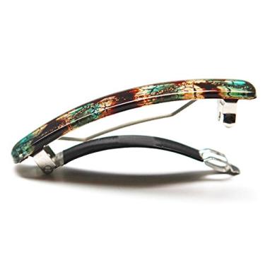 Imagem de Vert Rose Barrette antiderrapante pintado à mão concha de tartaruga 8,5 x 1,2 cm R17