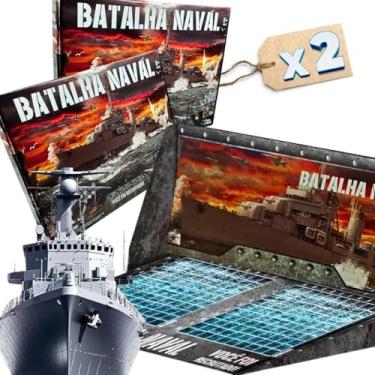 Imagem de Kit 2 Jogos Batalha Naval Infantil Clássico com Tabuleiro Brinquedo Educativo para Crianças Meninos Meninas Família Presente Natal Aniversário Dia das Crianças Selo Inmetro Aprendizado Estratégia