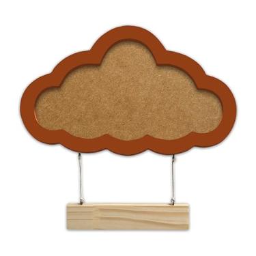 Imagem de Porta Maternidade Para Amigurumi Em Mdf Colorido Moldura Nuvem Com Plaquinha Cor:TERRACOTA;Tamanho:17,5x30,8 cm