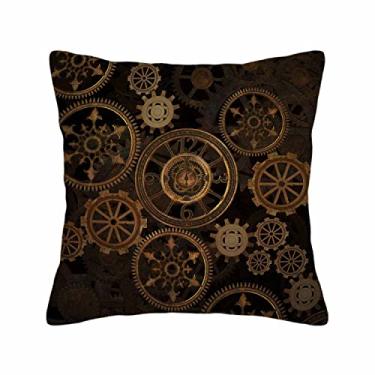 Imagem de Husandy Capas de almofadas Steampunk Steam Punk Gears Relógio Abstrato Tecnologia Dourada Vintage Bronze Século Capa de almofada 45,7 x 45,7 cm para decoração de festa em casa