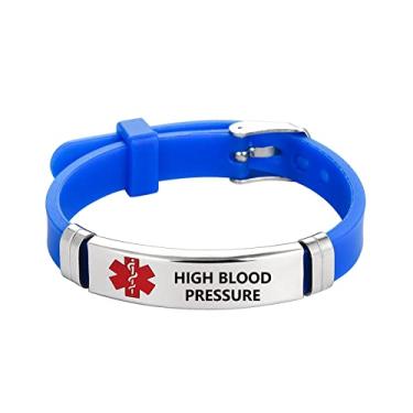 Imagem de DWJSu Pulseira de identificação médica preta, azul, vermelha, alerta médico, identificação, emergência, aviso, ajustável, esportiva, silicone, alerta de saúde, primeiros socorros, 230, Sem Pedra