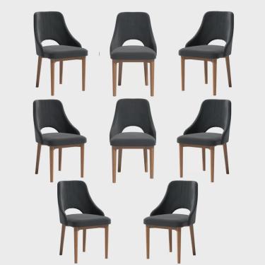 Imagem de Conjunto 8 Cadeiras Madeira Maciça Concha Anatômica Confortável Melissa