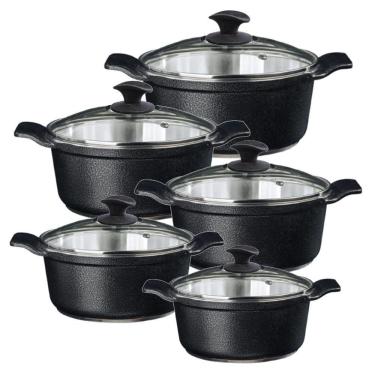 Imagem de Jogo Panela Preto Craqueado Alumínio Usinado Javali Aa 16A24