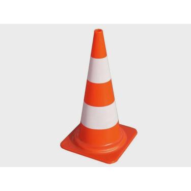 Imagem de Cone Sinalização Branco/Laranja 75cm – Ledan