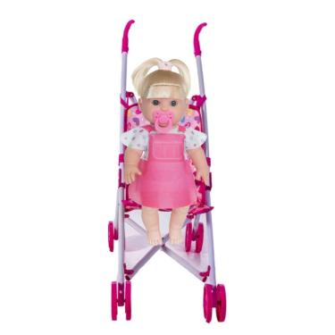 Imagem de Boneca Danadinha Bebê Cabelo Loiro Coleção Com Carrinho