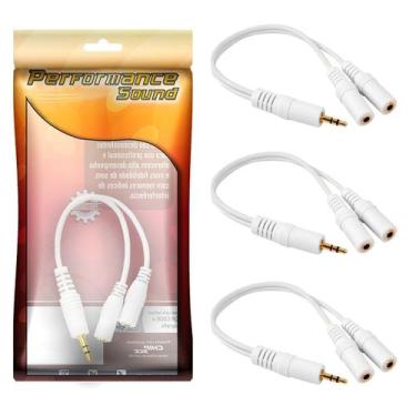 Imagem de Kit 3 Cabo P2 Stereo Para 2x J2 Stereo 15cm Ponta Gold Audio Performan