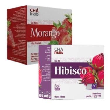 Imagem de Chá de Morango e Hibisco Cx 10 sachês Kit com 2