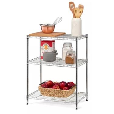 Imagem de Estante Aço Cromada | 3 Prateleiras | Aramada | 60cm Largura | Com Rodízio