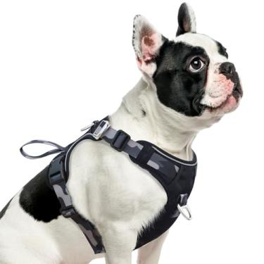 Imagem de Peitoral para cães com anéis frontais e traseiros, Oxford 600D repelente à água para caminhadas/treinamento/caminhadas, colete refletivo ajustável, ferragens de alumínio leve para cães de tamanho