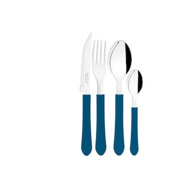 Imagem de Faqueiro 12 Peças Tramontina Leme em Aço Inox e Cabos em Polipropileno – Azul